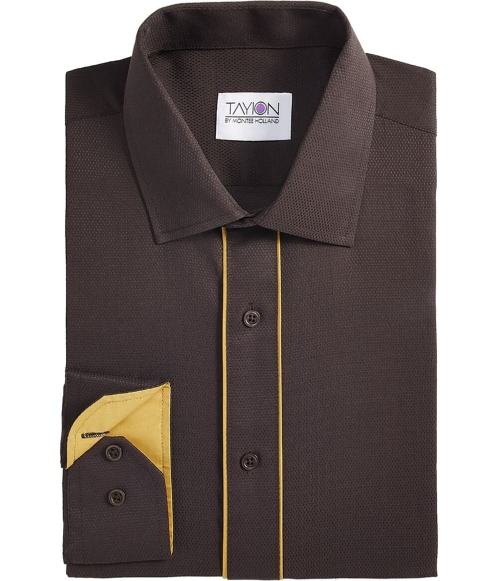 Tayion by Montee Holland Men’s Size M Black & Gold Slim Fit Dress Shirt
